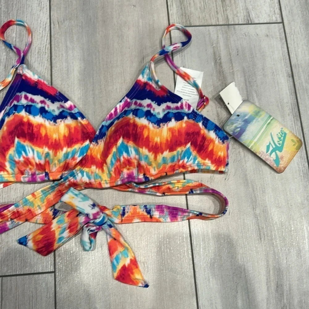 Hobie tie die swim bikini top size large